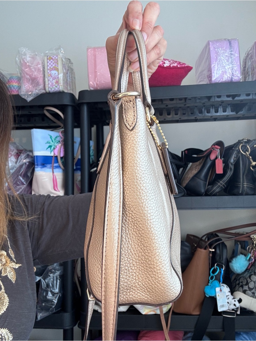 Coach Mini Kelsey Metallic leather EUC - Picture 8 of 17